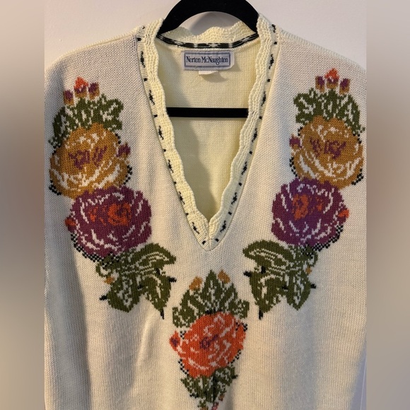 VTG Norton McNaughton Floral Embroidered Sweater Vest 80s Grannycore Teachercore - Picture 6 of 10